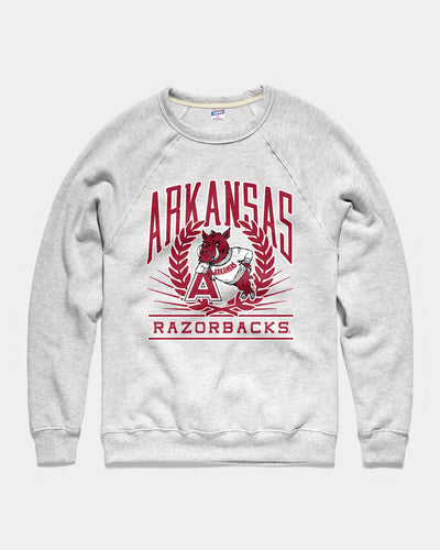 Ash Grey Arkansas Razorbacks Laurel Vintage Crewneck Sweatshirt