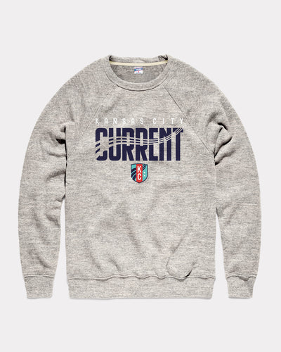 Athletic Grey Kansas City Current Waves Vintage Crewneck Sweatshirt