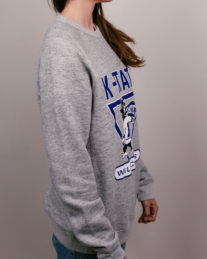 K-State Wildcats Athletic Grey Vintage Crewneck | CHARLIE HUSTLE