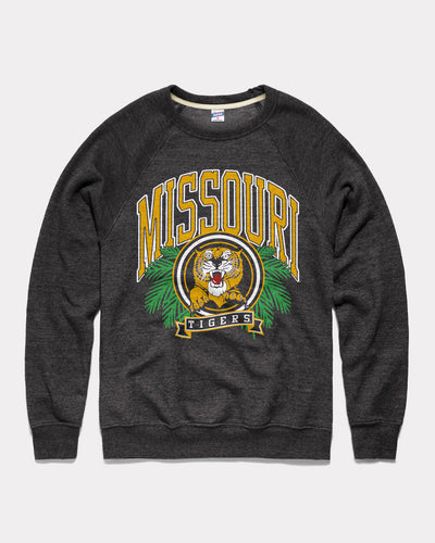 Black Missouri Tigers Founders Frond Laurel Vintage Crewneck Sweatshirt
