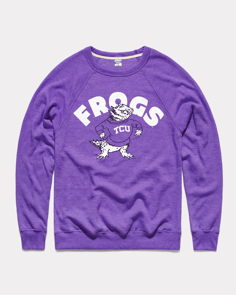 TCU Horned Frogs Mascot Arch Purple Vintage Crewneck | CHARLIE HUSTLE
