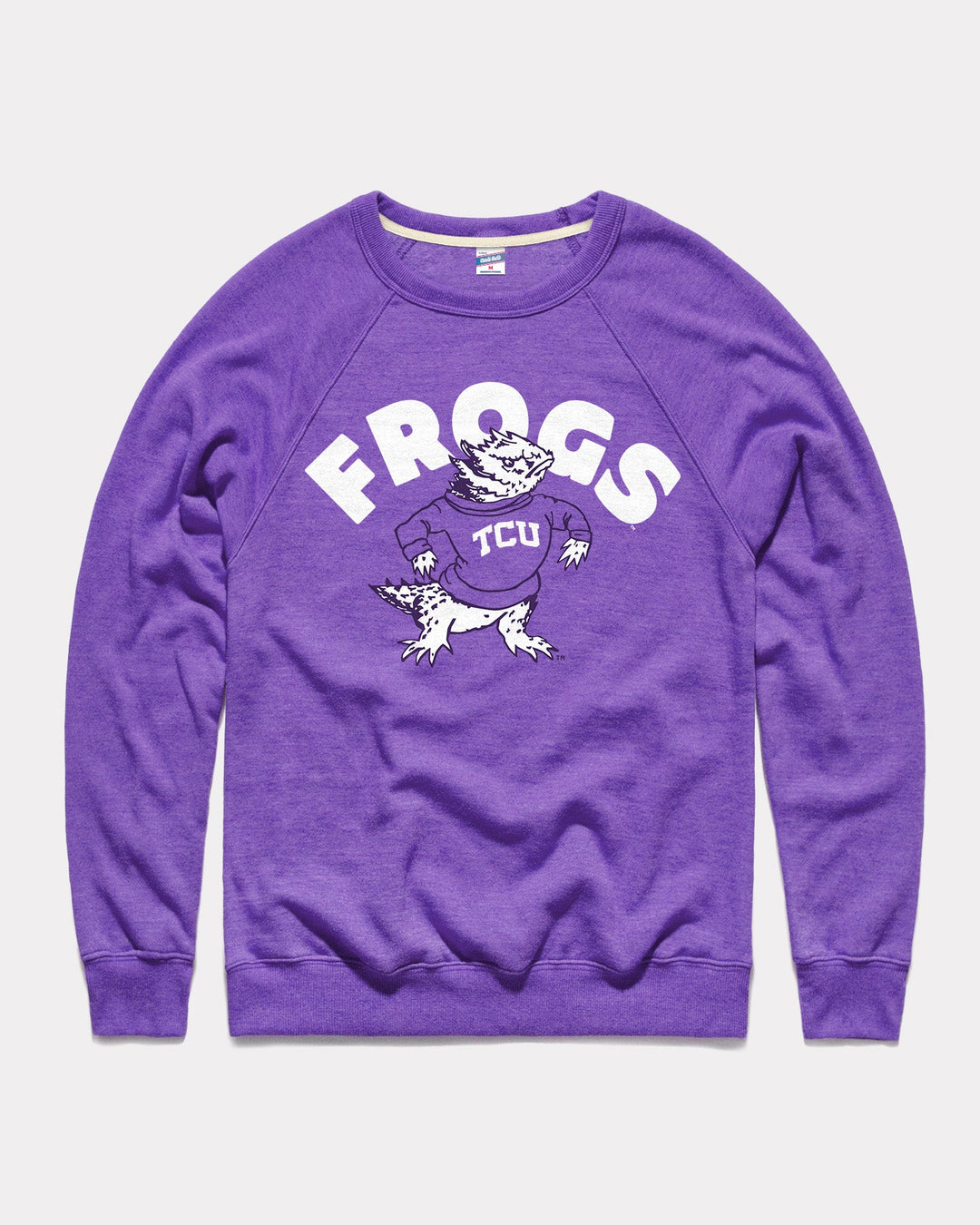 TCU Horned Frogs Mascot Arch Purple Vintage Crewneck | CHARLIE HUSTLE