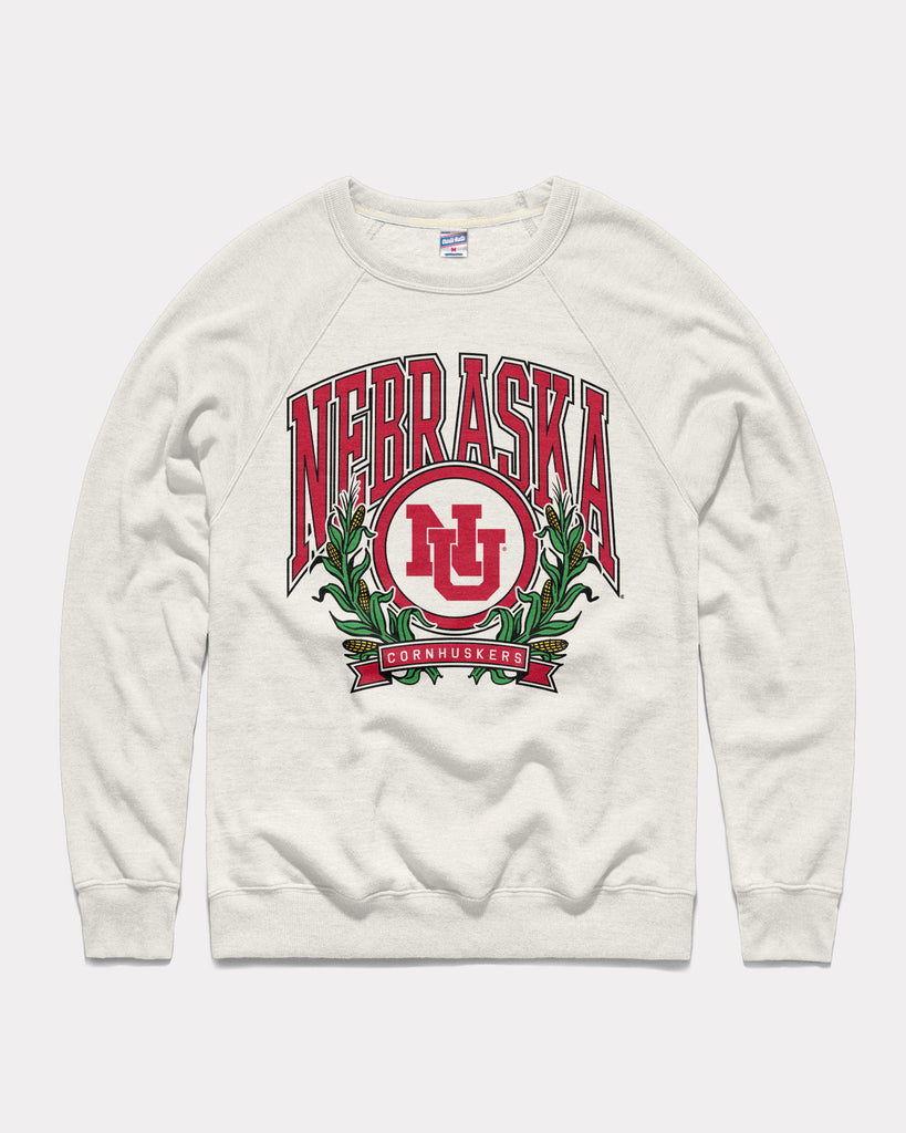 Nebraska Huskers Corn Laurel White Crewneck | CHARLIE HUSTLE