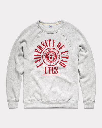 Ash Grey University of Utah Utes Medallion Vintage Crewneck Sweatshirt