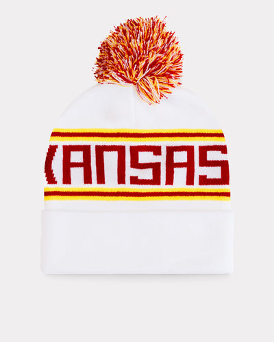 Kansas City Spirit White and Red Pom Beanie Front