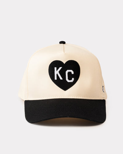 Black KC Heart Tan & Black Two Tone Hat Front