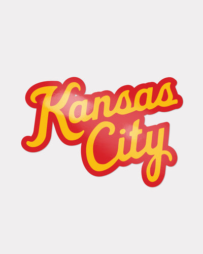 Red and Yellow Kansas City Script Sticker