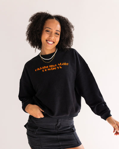 Women's Oklahoma State Cowboys Black Corded Crew