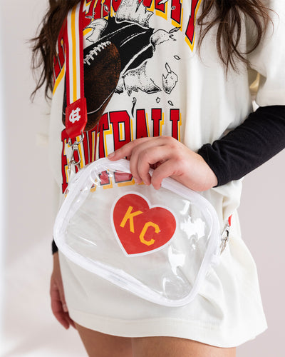 Red KC Heart Clear Crossbody Bag