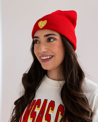 KC Heart Red Classic Cuff Beanie