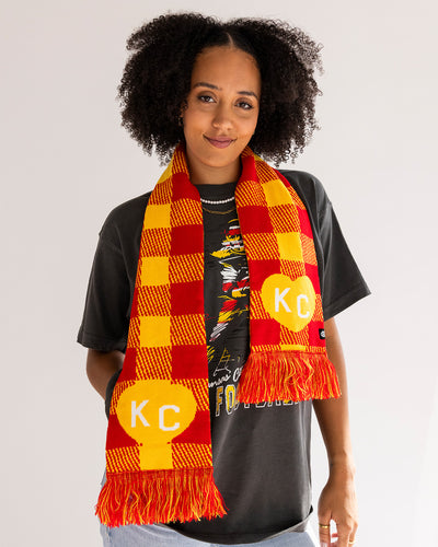 Red KC Heart Plaid Scarf