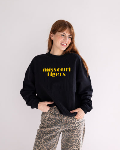 Women's Missouri Tigers Black Corded Crew
