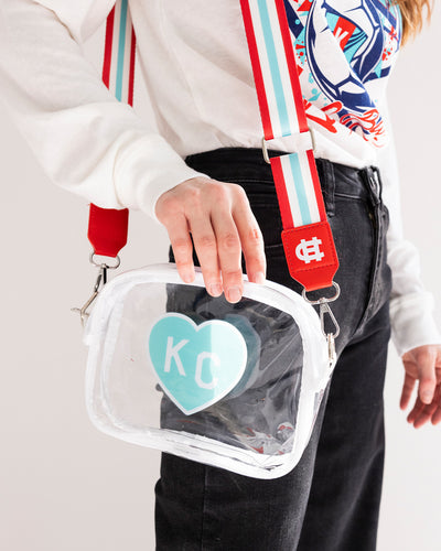 Teal KC Heart Clear Crossbody Bag