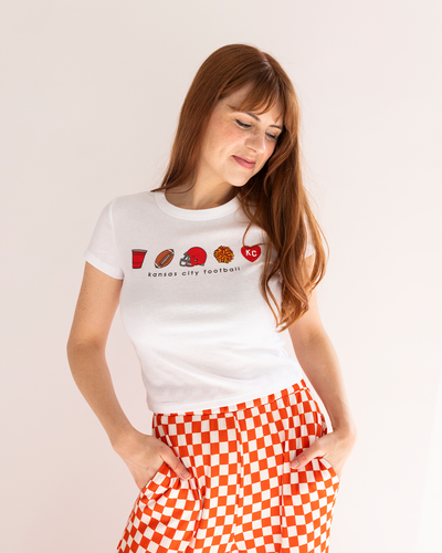 Women's Kansas City Football White Baby Tee