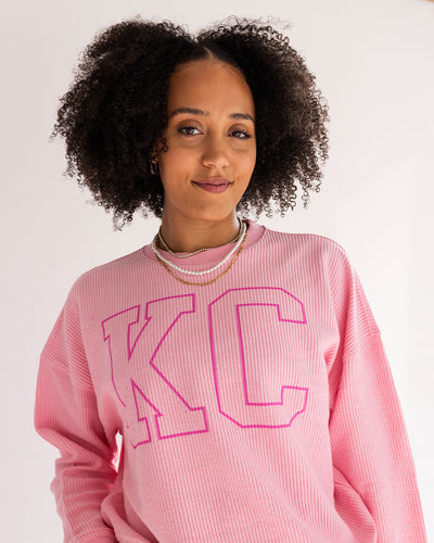 Women's KC Pink Corded Crew