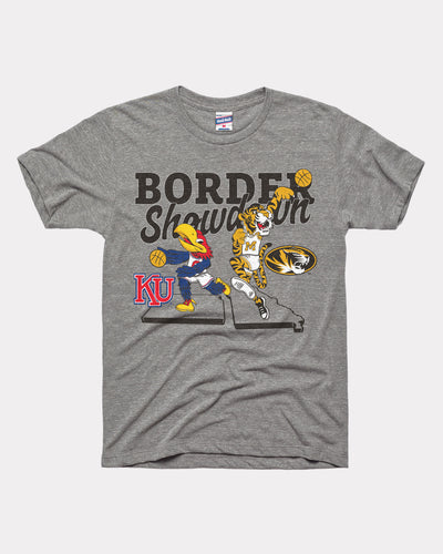 Basketball Border Showdown KU Mizzou Grey T-Shirt