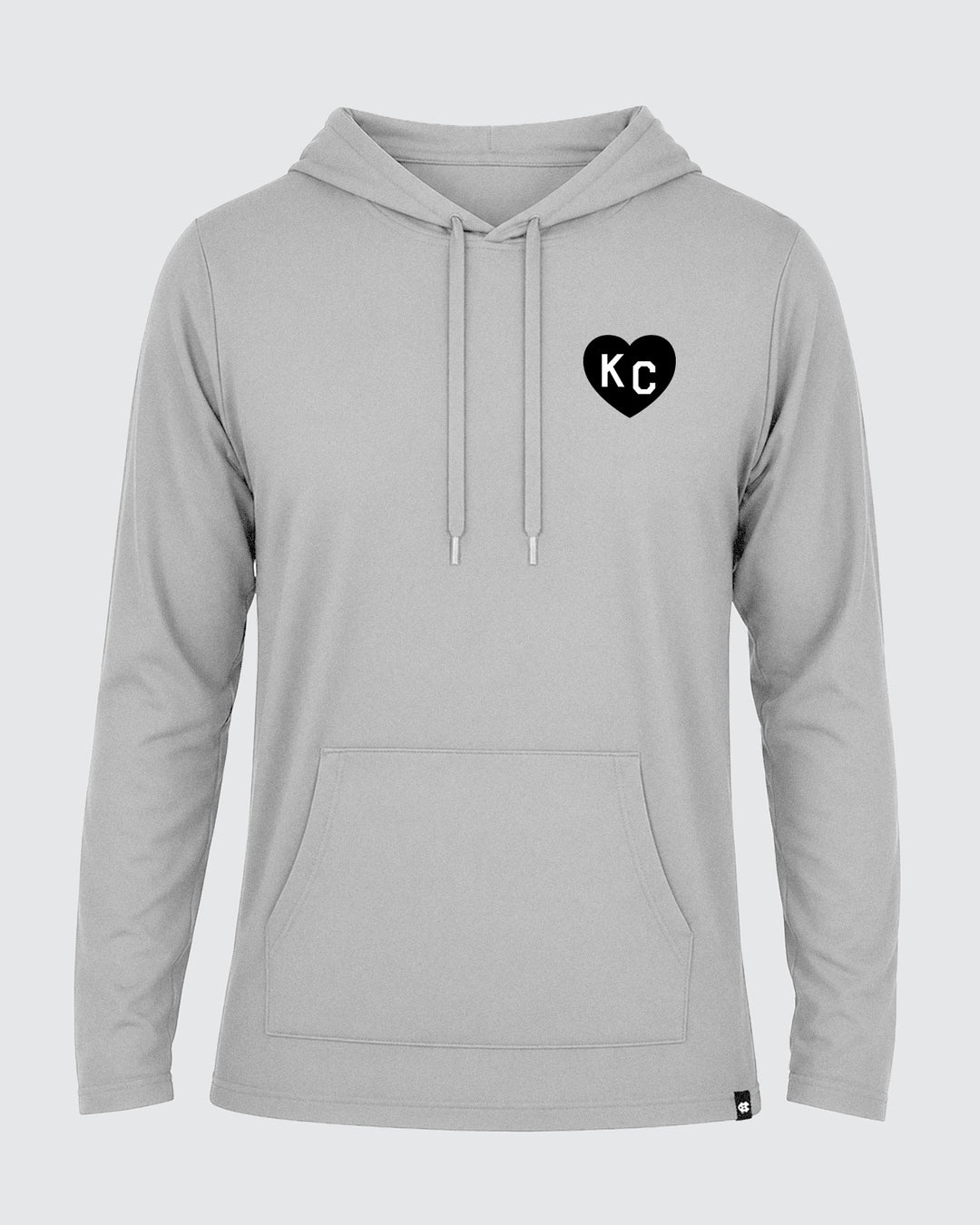 Black KC Heart Left Chest Grey Lightweight Hoodie | CHARLIE HUSTLE