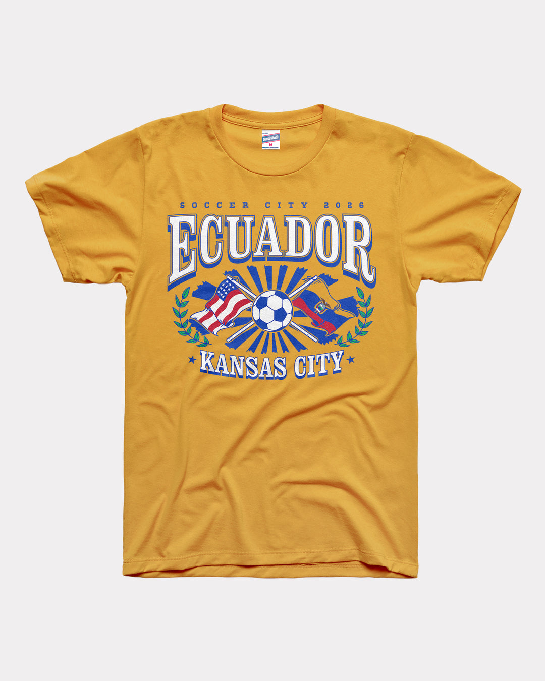 Ecuador Soccer City 2026 Gold T-Shirt | CHARLIE HUSTLE