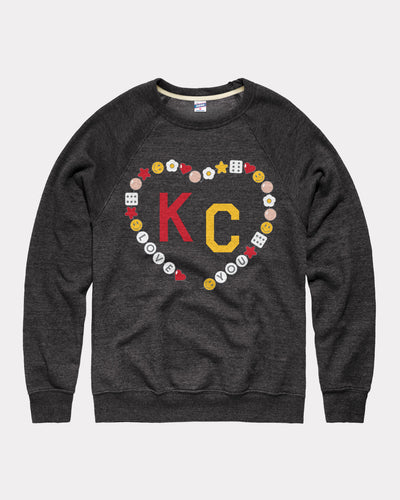 Friendship Bracelet KC Heart Black Crewneck