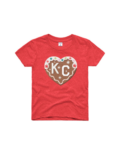 Gingerbread KC Heart KIDS Red Tee