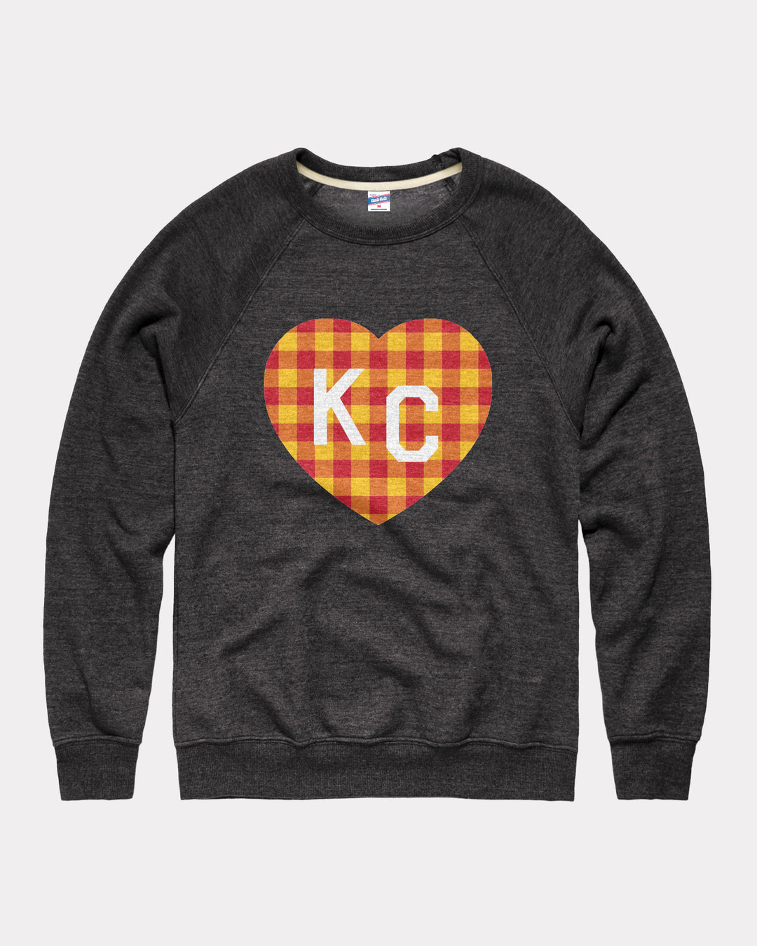 Gingham Kansas City Heart Vintage Black Unisex Crewneck | CHARLIE