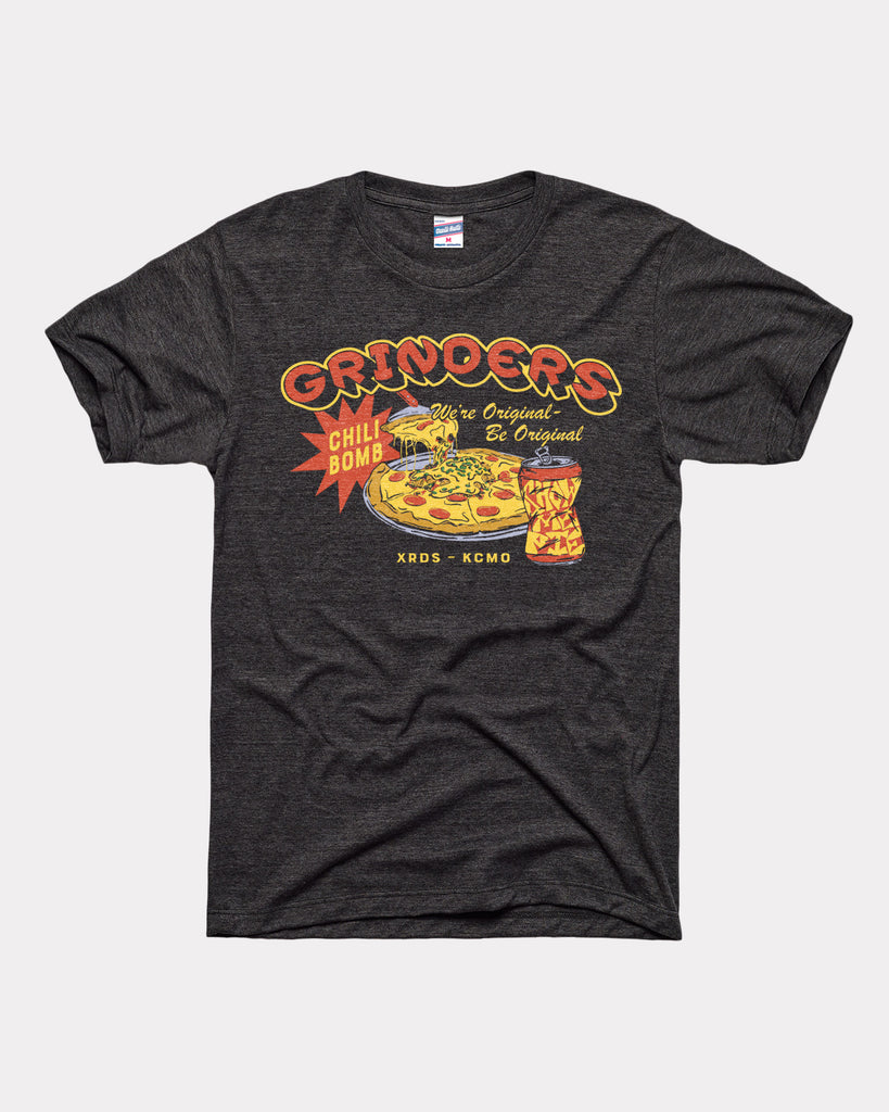 Grinders Chili Bomb Pizza Vintage Black T-Shirt | CHARLIE HUSTLE