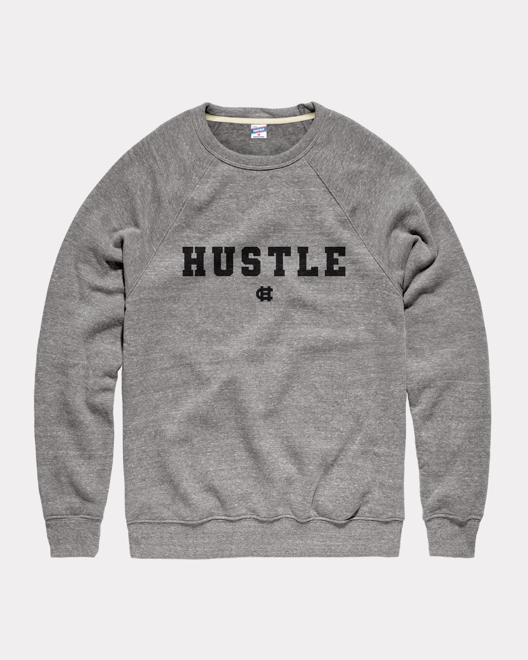 Hustle CH Monogram Embroidered Grey Crewneck | CHARLIE HUSTLE