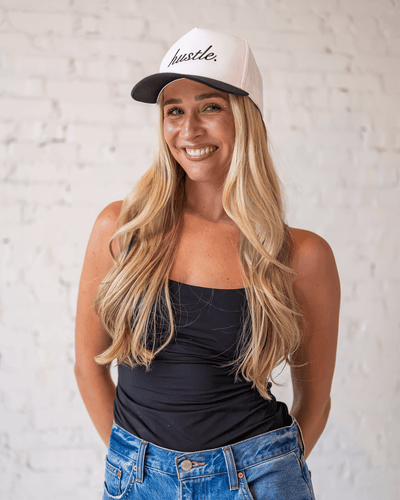 Hustle Script White and Black Two Tone Hat