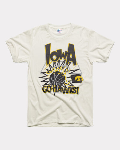 White Iowa Go Hawks Basketball Slam T-Shirt