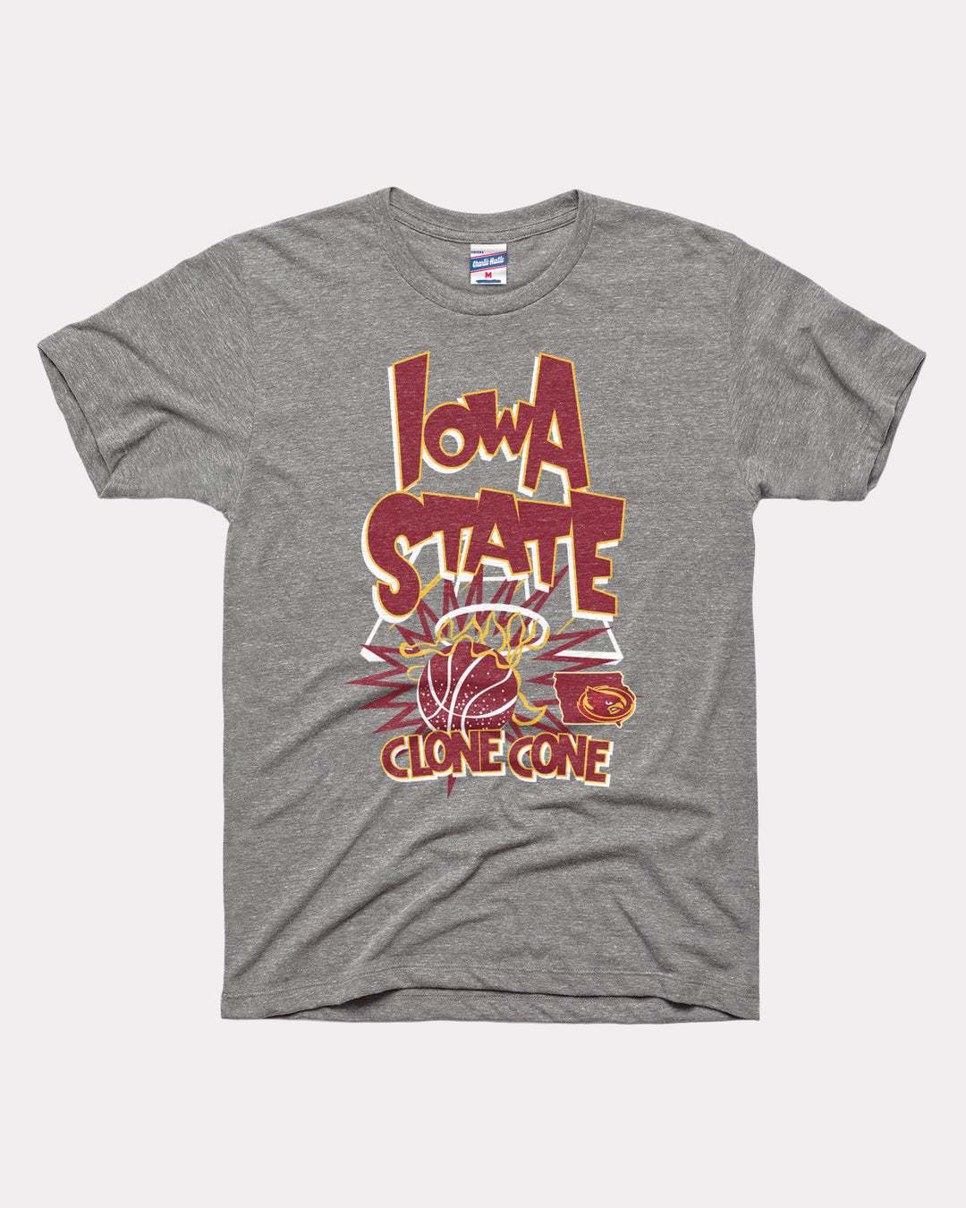 Iowa State Cyclones Bball Slam Vintage Grey T-Shirt | CHARLIE HUSTLE