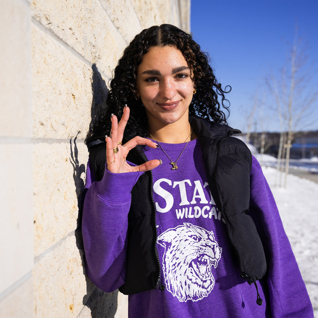 kstyle Taryn Sides Mens PURPLE K-State Wildcats NIL Stacked Box