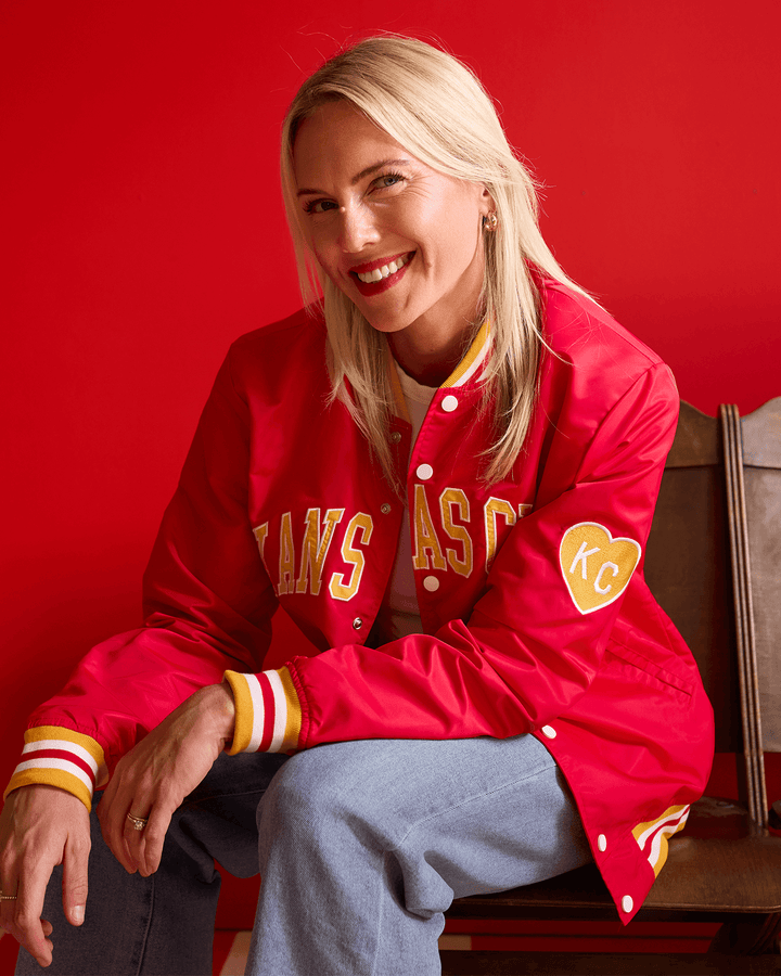 Red KC Arch and Heart Letterman Jacket | CHARLIE HUSTLE