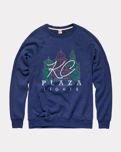 KC Plaza Lights 2025 Illustration Navy Crewneck Front