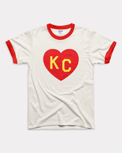 Glitter KC Heart White & Red Unisex Ringer