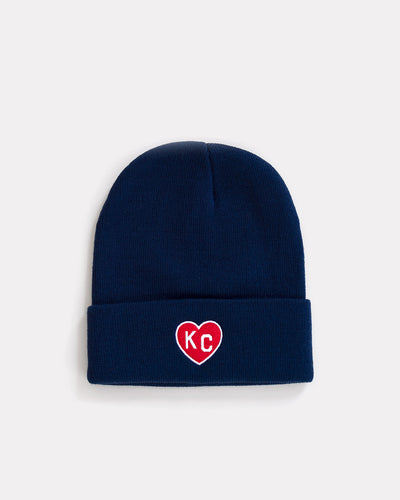 KC Heart Navy Classic Cuff Beanie