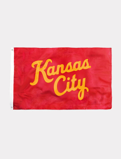 Red Kansas City Script Flag