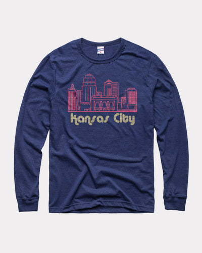 Kansas City Dot Skyline Navy Long Sleeve Tee