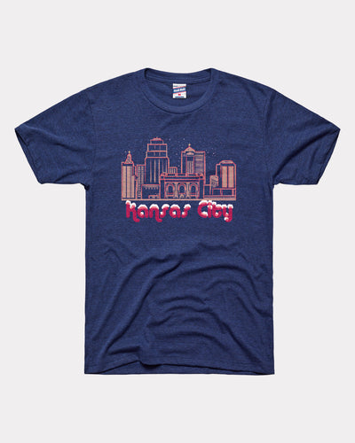 Kansas City Holiday Skyline Cobalt T-Shirt