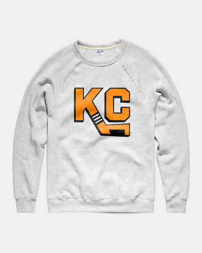 Kansas City Mavericks Hockey Sticks Ash Crewneck