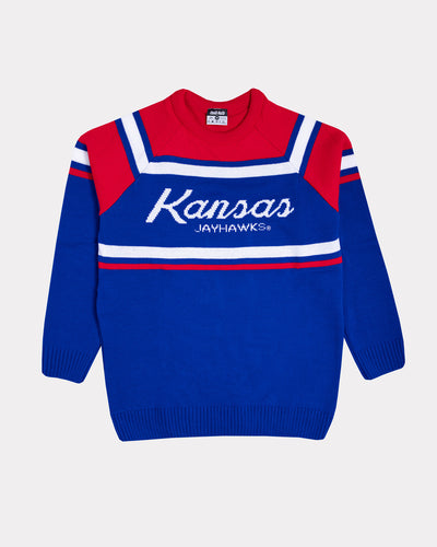 Kansas Jayhawks Script Royal Blue Sweater