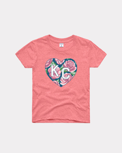 Kids Floral KC Rose Heart Pink T-Shirt