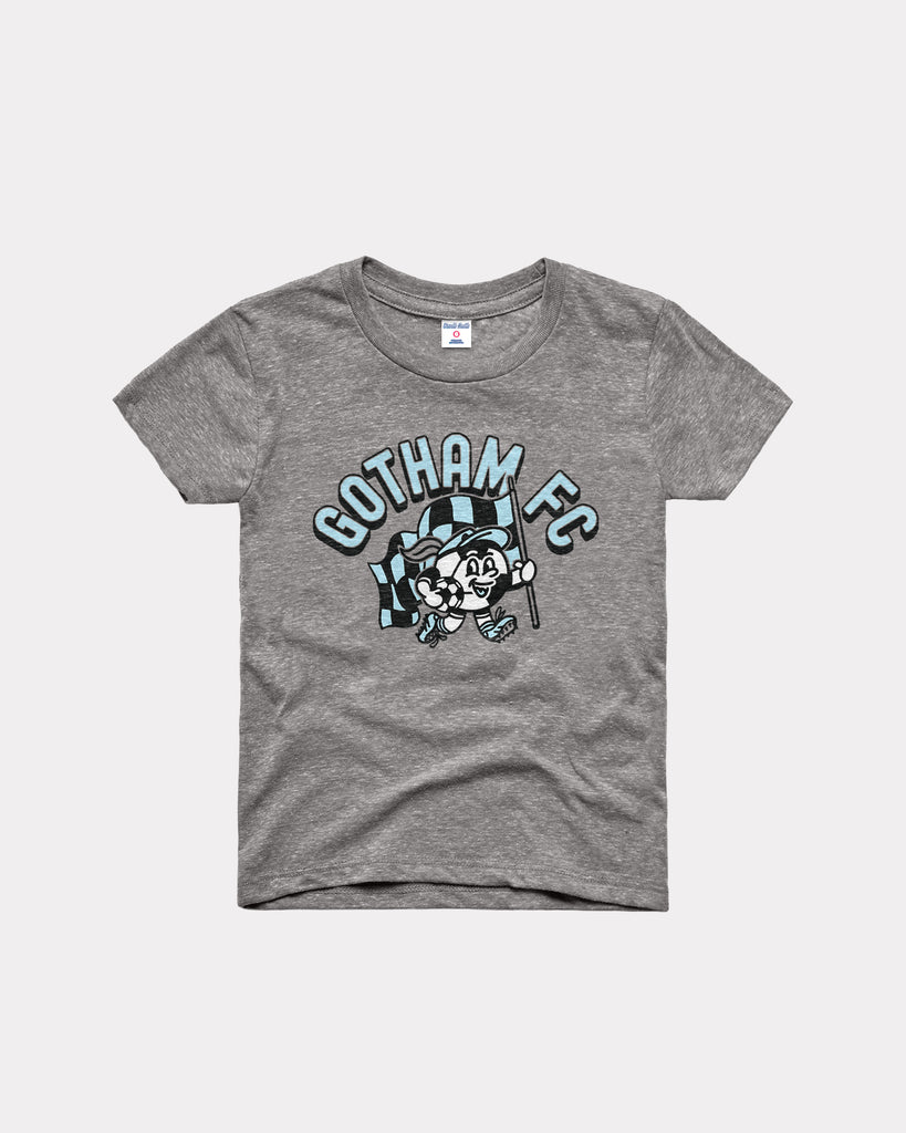 Kid's Gotham FC Soccer Player Vintage Grey T-Shirt | CHARLIE HUSTLE