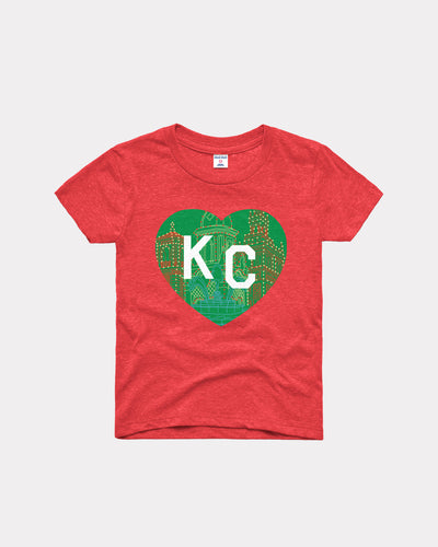 Red Kids Plaza Lights 2025 KC Heart T-Shirt