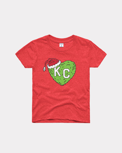 Red Kids Grinch KC Heart T-Shirt