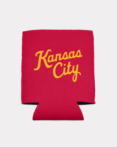 Red Kansas City Script Koozie