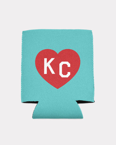 Teal and Red KC Heart Koozie