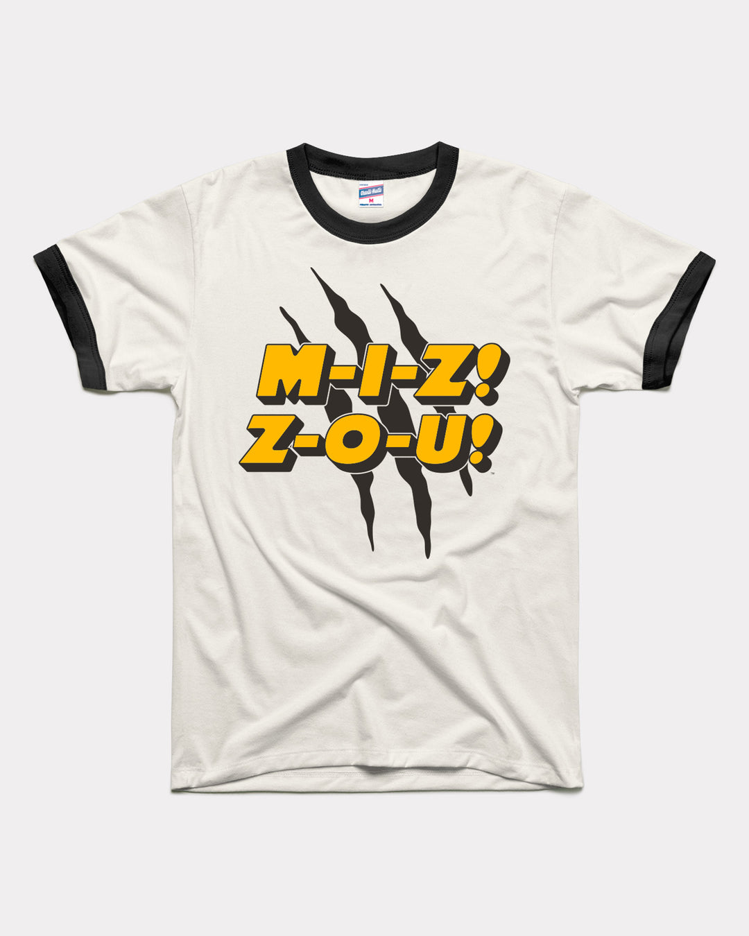 M-I-Z Z-O-U! Chant White & Black Unisex Ringer | Charlie Hustle