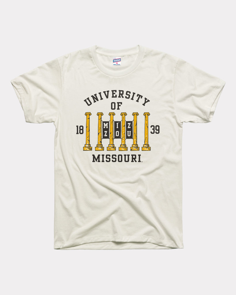 Mizzou Columns Vintage White T-Shirt | Charlie Hustle