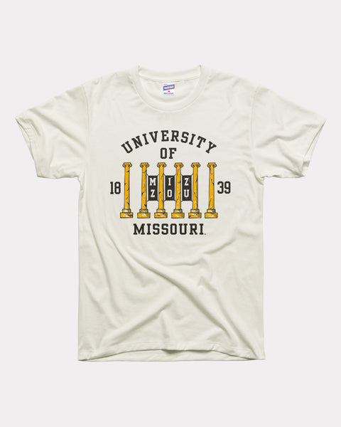 Mizzou Columns Vintage White T-Shirt | Charlie Hustle
