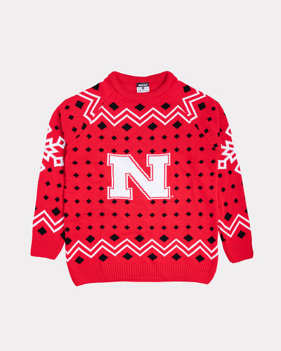 Nebraska Holiday Red Sweater